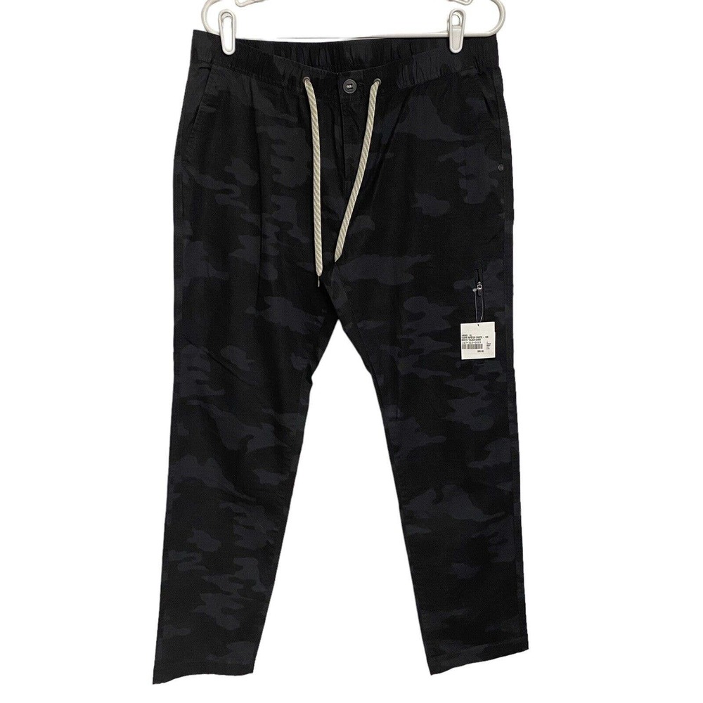 Vuori Ripstop Pants XL Womens Black Camo Elastic Waist Drawstring Stretch Cotton